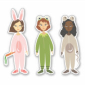 かわいいガーリーパジャマパーティーガールアート シール (正面)