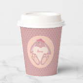 かわいいガーリーパステルピンクバニーハートドット漫画 紙コップ (正面)