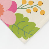 かわいいガーリーパステル春フラワーパターン+モノグラム フリースブランケット (角)