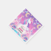 かわいいガーリーパープルピンクのユニコーン5歳の誕生日 スタンダードカクテルナプキン (角)