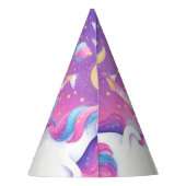 かわいいガーリーパープルピンクのユニコーン5歳の誕生日 パーティーハット (裏面)