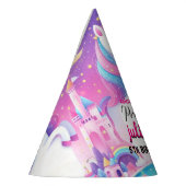 かわいいガーリーパープルピンクのユニコーン5歳の誕生日 パーティーハット (左)