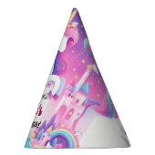 かわいいガーリーパープルピンクのユニコーン5歳の誕生日 パーティーハット (右)
