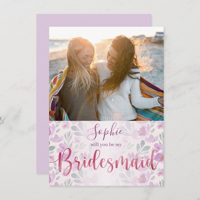 かわいいガーリーピンクと紫の牡丹の水色 (正面/裏面)