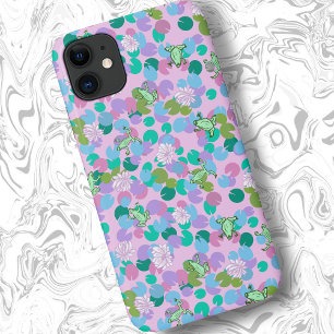かわいいガーリーピンクのカエルの《植物》スイレン iPhone 11 ケース