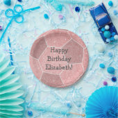 かわいいガーリーピンクのサッカー誕生日 ペーパープレート (パーティー)