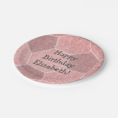 かわいいガーリーピンクのサッカー誕生日 ペーパープレート (アングル)