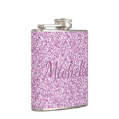 かわいいガーリーピンクのスパークルモノグラム名 フラスク (右)