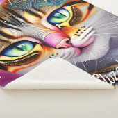 かわいいガーリーピンクのパーソナライズされた猫の名前。 シェルパブランケット (3/4)