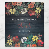 かわいいガーリーピンクのフローラ手描きデザイン ワインラベル (シングルラベル)