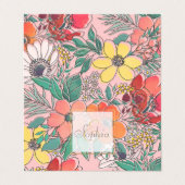 かわいいガーリーピンクのフローラ手描きデザイン 名刺 (外部フラット)