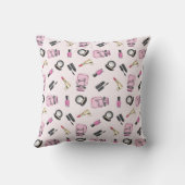 かわいいガーリーピンクのメイクアップおもしろい クッション (裏面)