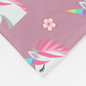 かわいいガーリーピンクのユニコーン花絵文字パターン フリースブランケット (角)