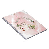 かわいいガーリーピンクの水色フローララマ動物 ノートブック (右側)