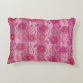 かわいいガーリーピンクの花パタストライプのーン名を追加 アクセントクッション (裏面)