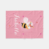 かわいいガーリーピンクの花少女ベビービー漫画 フリースブランケット (正面(横))