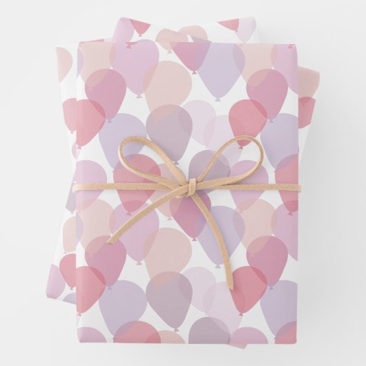 かわいいガーリーピンクの誕生日パーティー風船 ラッピングペーパーシート (インサイチュ)