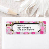 かわいいガーリーピンクの靴下モンキーガールパターンコラージュ ラベル (インサイチュ)