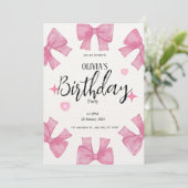 かわいいガーリーピンクグリッター誕生日 招待状 (スタンド正面)