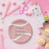 かわいいガーリーピンクテニス誕生日パーティー ペーパープレート (パーティー)
