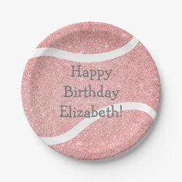 かわいいガーリーピンクテニス誕生日パーティー ペーパープレート