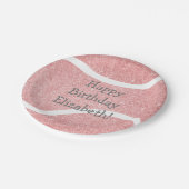 かわいいガーリーピンクテニス誕生日パーティー ペーパープレート (アングル)