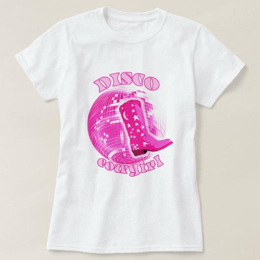 かわいいガーリーピンクディスコボール女性のカーボーイブーツ Tシャツ (デザイン正面)