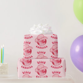 かわいいガーリーピンクディスコ女性のカーボーイハット ラッピングペーパー