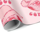 かわいいガーリーピンクディスコ女性のカーボーイハット ラッピングペーパー (ロールコーナー)