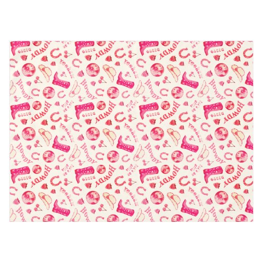 かわいいガーリーピンクディスコ女性のカーボーイ美学 テーブルクロス (正面(横))