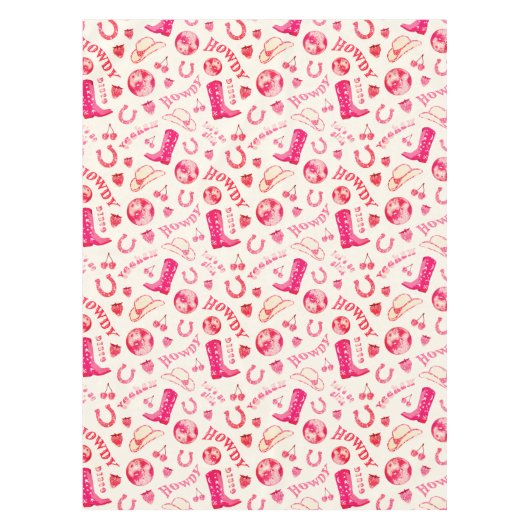 かわいいガーリーピンクディスコ女性のカーボーイ美学 テーブルクロス (正面)