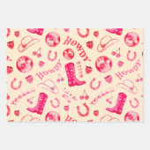 かわいいガーリーピンクディスコ女性のカーボーイ美学 ラッピングペーパーシート (正面3)