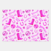 かわいいガーリーピンクディスコ女性のカーボーイ美学 ラッピングペーパーシート (正面3)