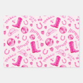 かわいいガーリーピンクディスコ女性のカーボーイ美学 ラッピングペーパーシート (正面)