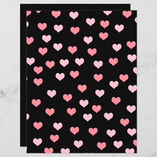 かわいいガーリーピンクハート柄スクラップブック紙 (正面/裏面)