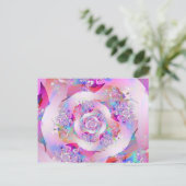 かわいいガーリーピンクフローラベクトルバラ ポストカード (スタンド正面)