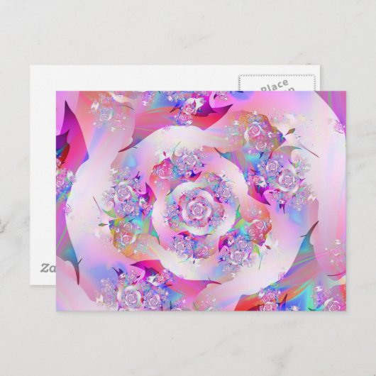 かわいいガーリーピンクフローラベクトルバラ ポストカード (正面/裏面)