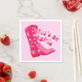 かわいいガーリーピンクレッドディスコ女性のカーボーイブーツ スタンダードカクテルナプキン (インサイチュ)