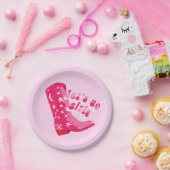 かわいいガーリーピンクレッドディスコ女性のカーボーイブーツ ペーパープレート (パーティー)