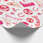 かわいいガーリーピンクレッドディスコ女性のカーボーイ美学 ラッピングペーパー (角)