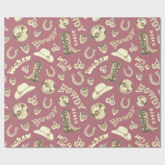 かわいいガーリーピンクローズ金ゴールドディスコ女性のカーボーイ美学 ラッピングペーパー (フラット)