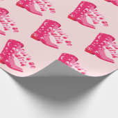かわいいガーリーピンク女性のカーボーイブーツ女の子を行こう ラッピングペーパー (角)