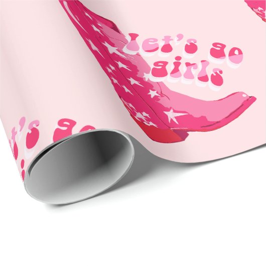 かわいいガーリーピンク女性のカーボーイブーツ女の子を行こう ラッピングペーパー (ロールコーナー)