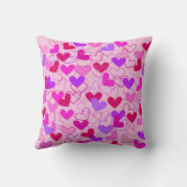 かわいいガーリーピンク紫と赤いハート柄 クッション (裏面)