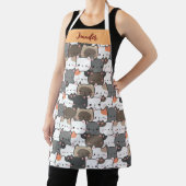 かわいいガーリーファーストネームのクリスマス猫イラストレーション エプロン (インサイチュ)