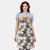 かわいいガーリーファーストネームのクリスマス猫イラストレーション エプロン (着用した状態)