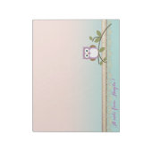 かわいいガーリーフクロウパーソナライズされた。 ノートパッド (回転)