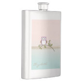 かわいいガーリーフクロウパーソナライズされた。 フラスク (右)