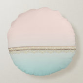 かわいいガーリーフクロウパーソナライズされた。 ラウンドクッション (裏面)