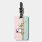 かわいいガーリーフクロウパーソナライズされた。 ラゲッジタグ (正面縦)